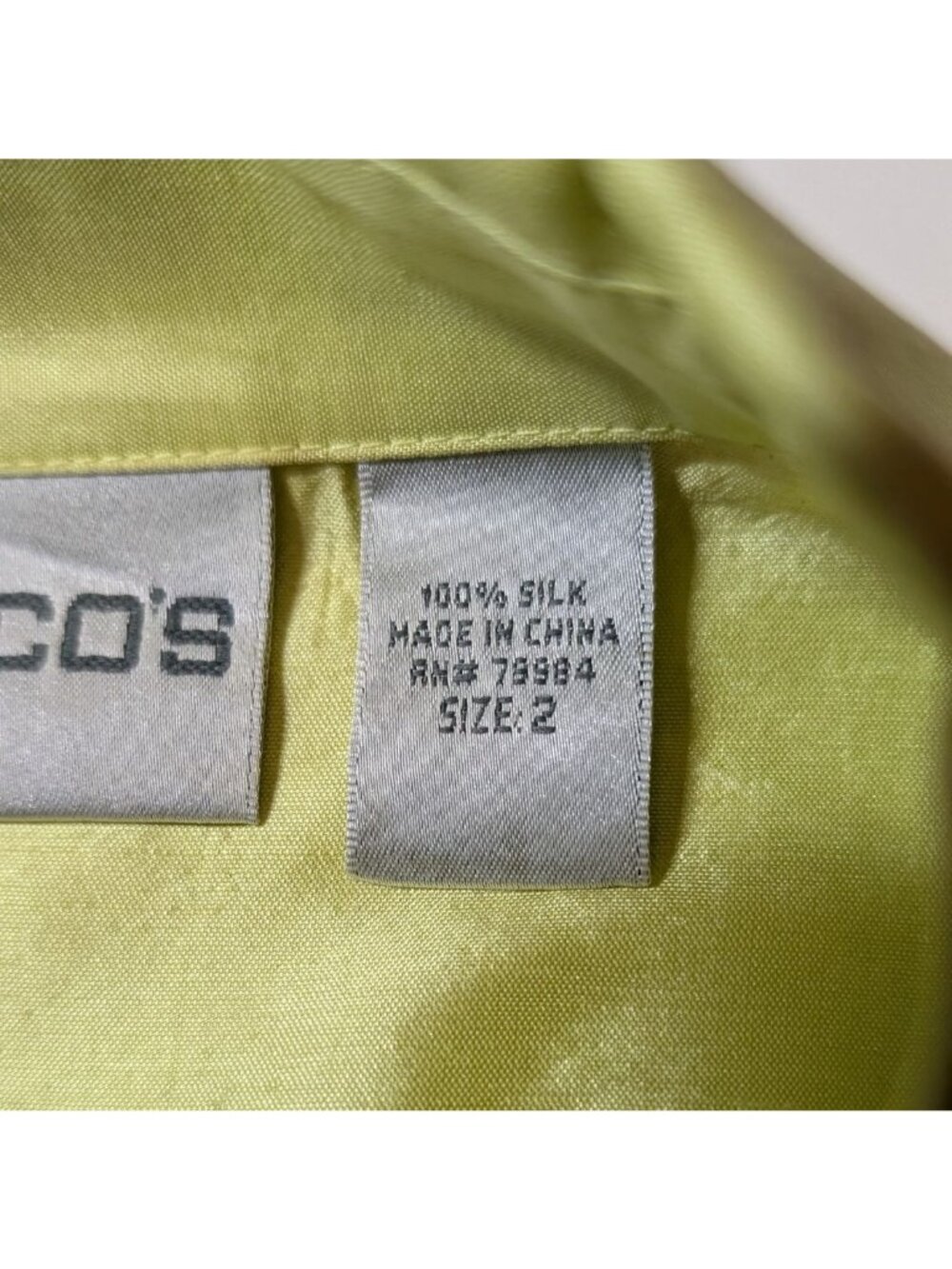 Chicos 100% Silk Top Blouse Size 2 (US 12 Large) Long Button-Up - Picture 4 of 6